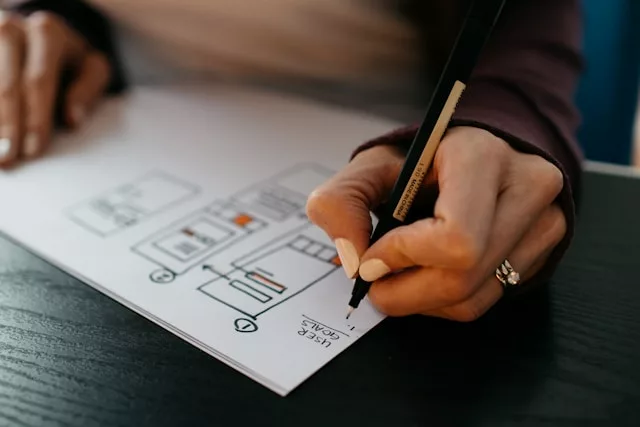 Planning website architecture and wireframing of a website.